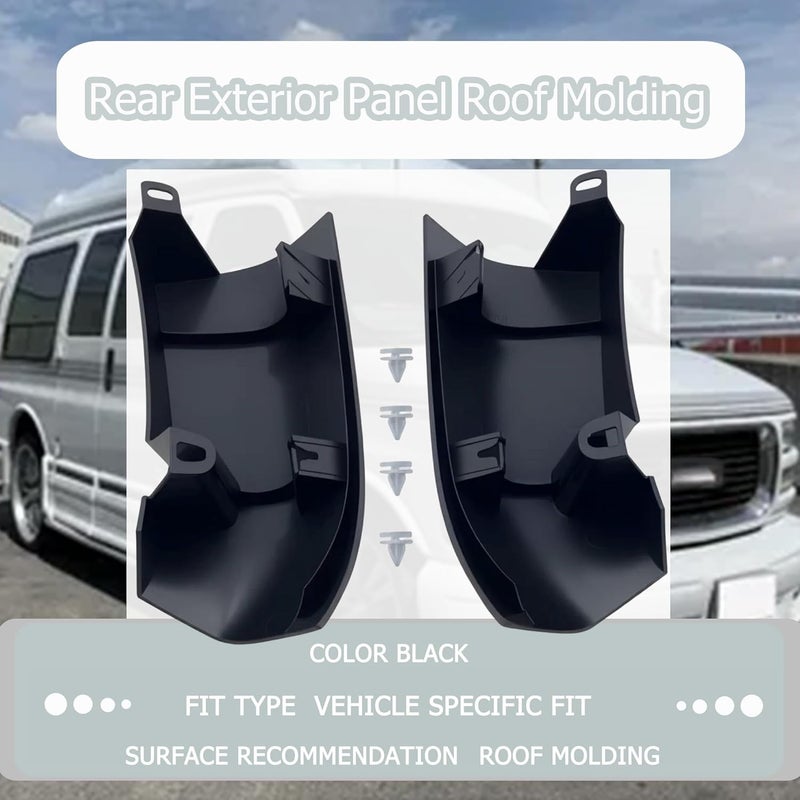 repustor Roof Molding Rear Exterior Left & Right Side Fits for 2003-2023 Chevy Express/GMC Savana Rear Exterior Panel Roof Molding Replaces 15215525 15215527 1 Pair - Image 4